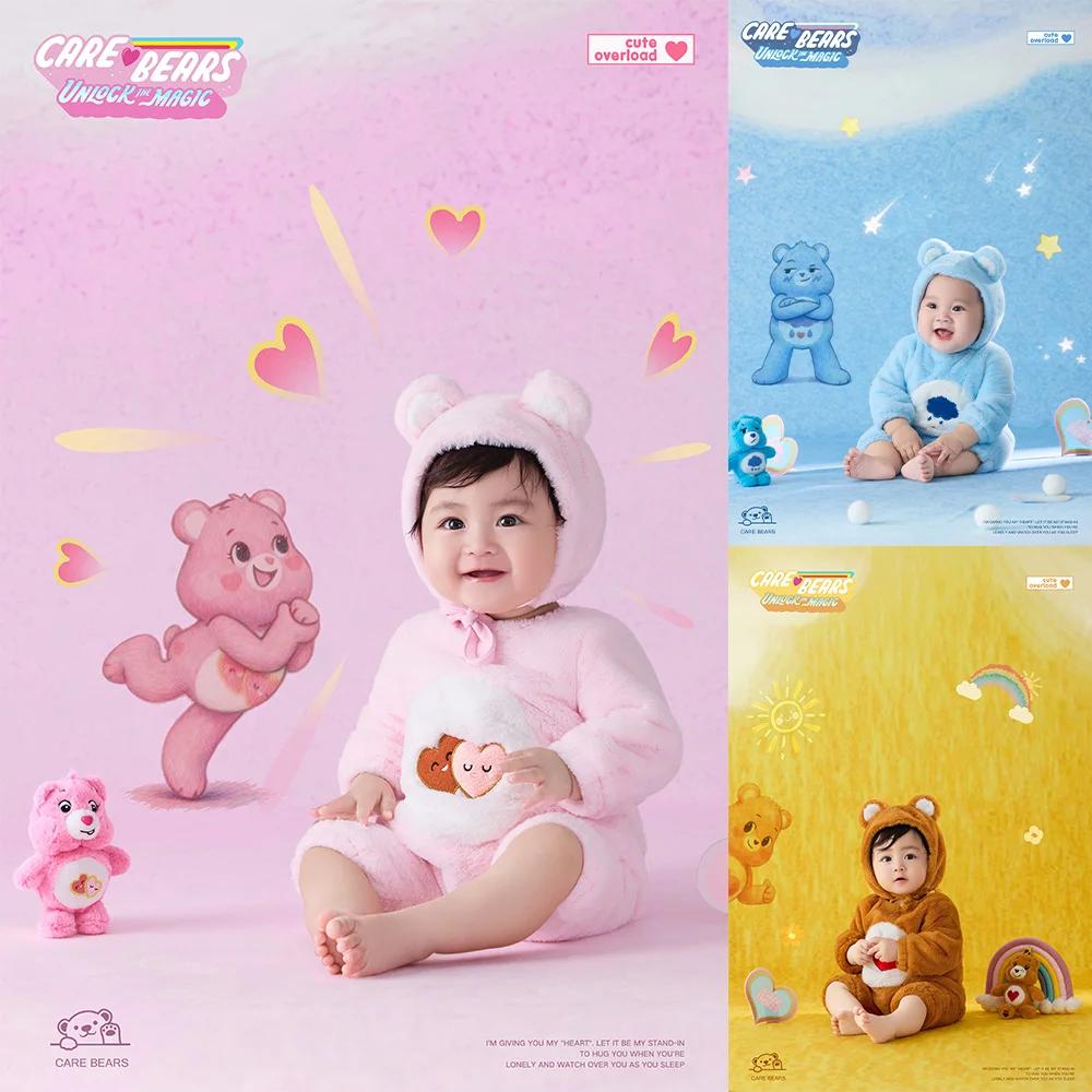 Tenue de photographie pour nouveau-né, thème ours de dessin animé mignon, barboteuse en peluche douc
