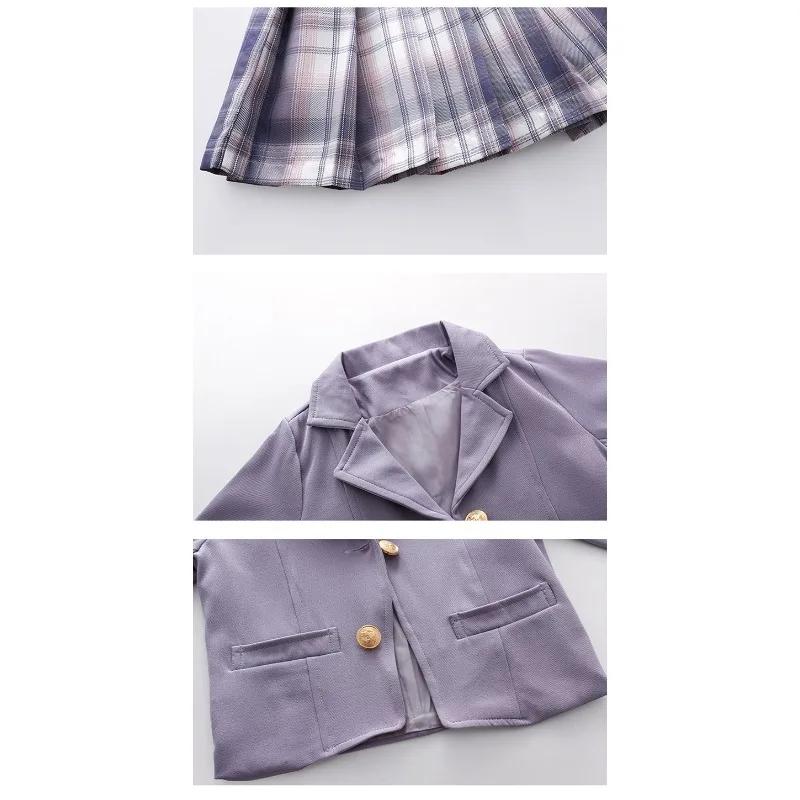 Ensemble trois pièces pour filles, style collège, printemps et automne, nouvelle veste de style étra