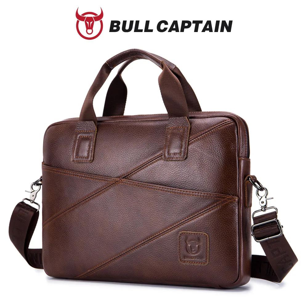 BULLCAPTAIN porte-documents en cuir pour hommes avec grande capacité sac à main multifonctionnel sac