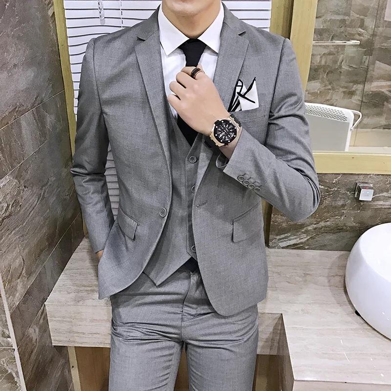Homme élégant imbibé (Blazer + Gla+ Pantalon) Mode masculine Version coréenne d'affaires Coupe couve