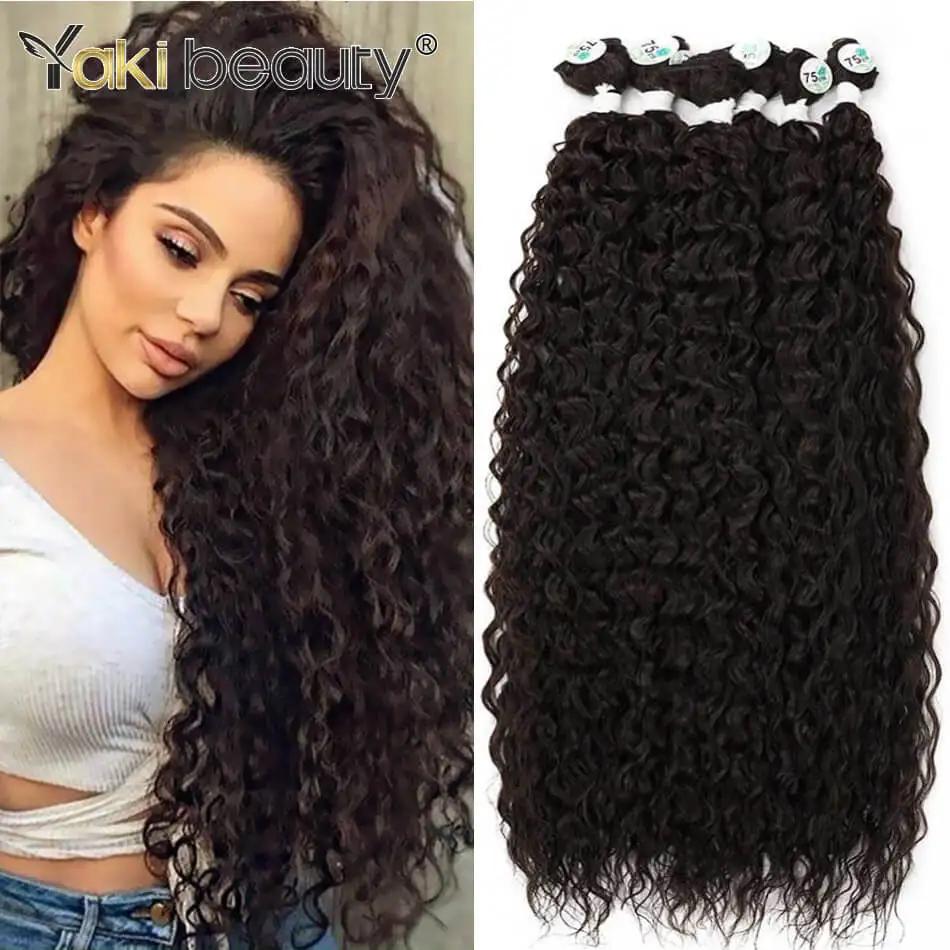 Mèches synthétiques bouclées et crépues, tissage de cheveux longs Jerry Anjo Plus, Extensions capill