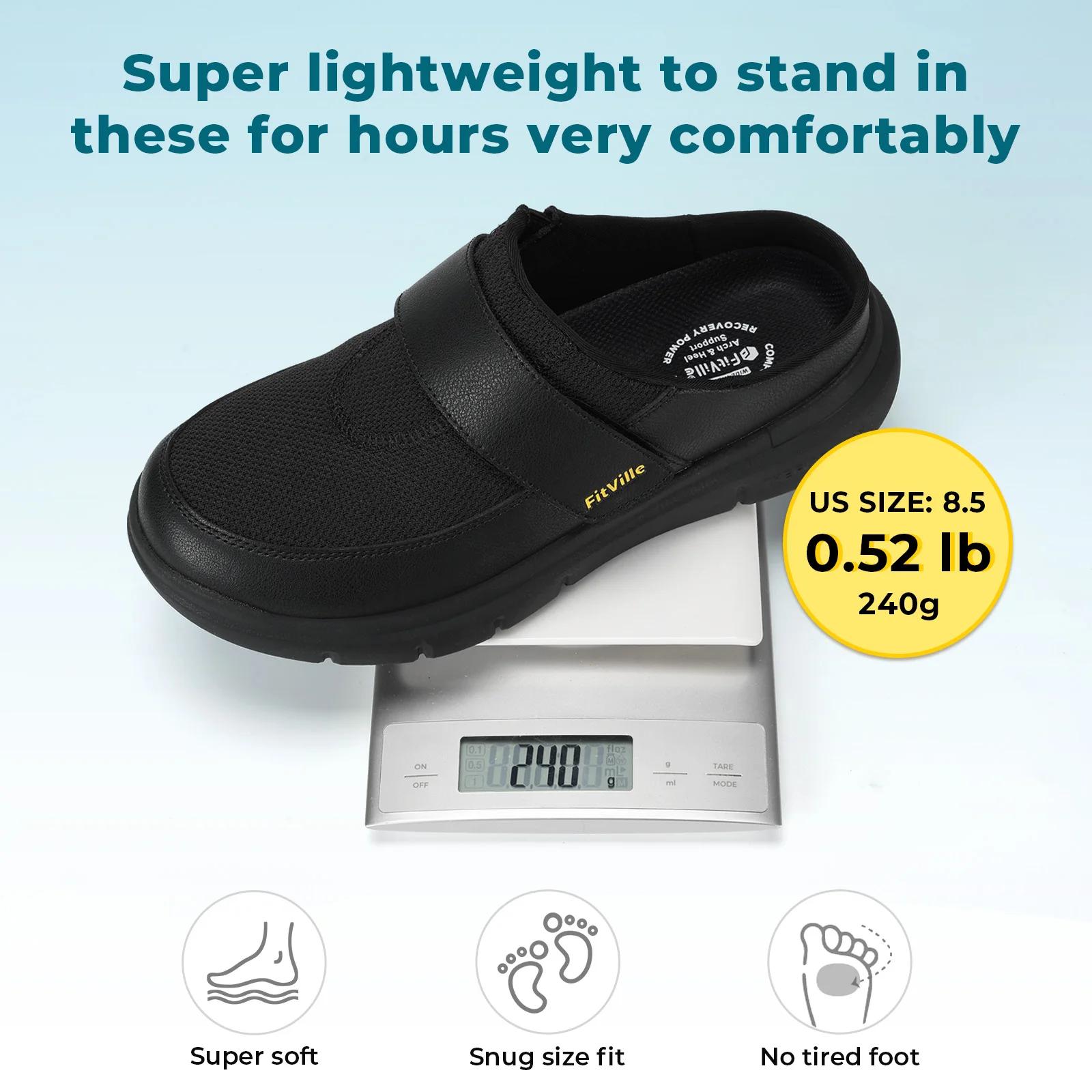 FitVille – pantoufles larges pour hommes, mules à enfiler, sabots pour pieds enflés, sangle réglable