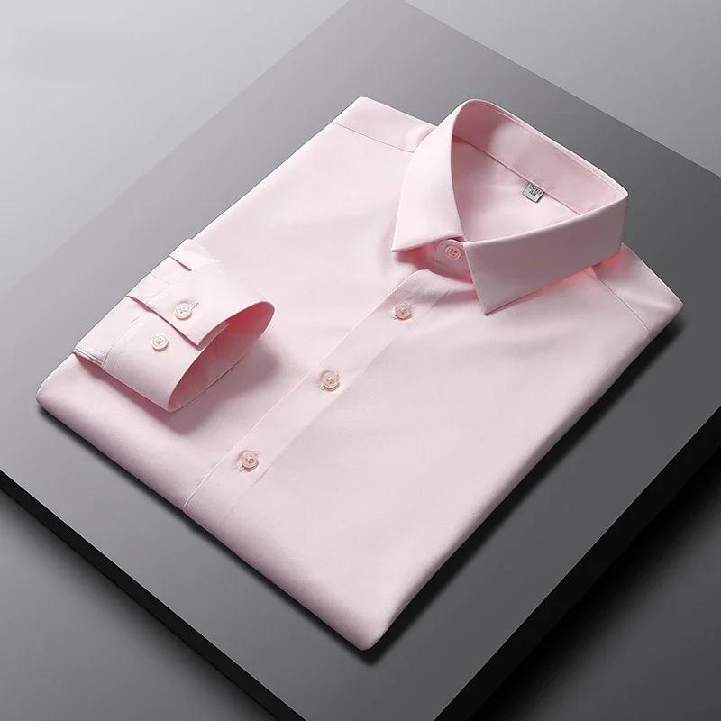 Chemise à manches longues pour hommes, couleur unie, décontractée et à la mode, haut d'affaires sans