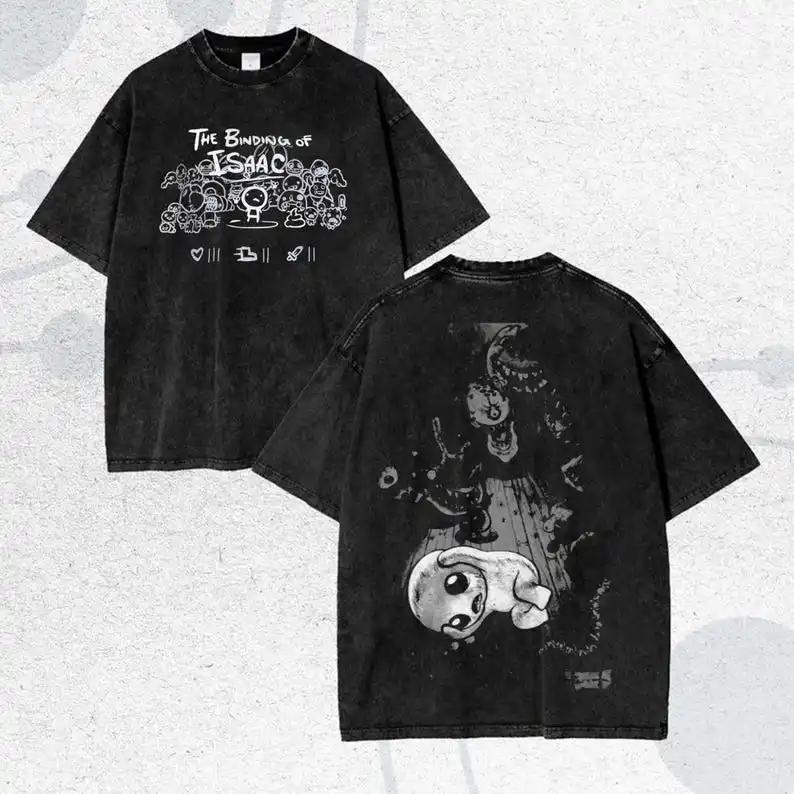 T-shirt délavé The Binding of Isaac, jeu d'horreur indépendant, vêtements de personnalité, adaptés à