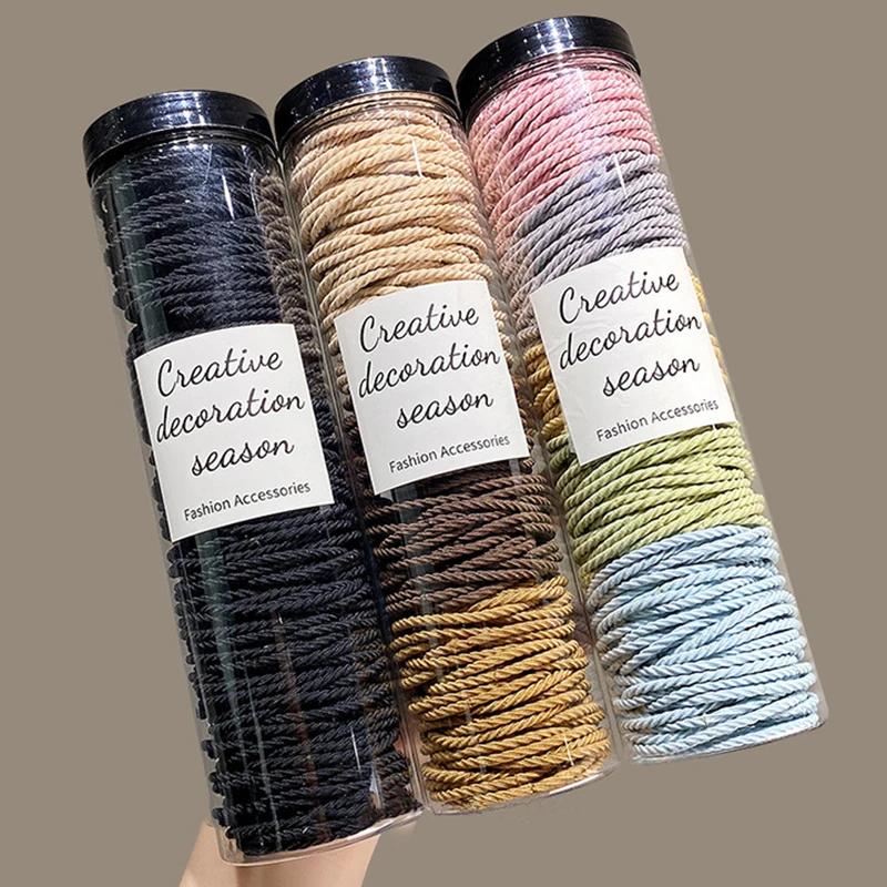 100 pcs/lot bandes de cheveux Scrunchie couleur unie élastique élastique bandeau de cheveux cravate 