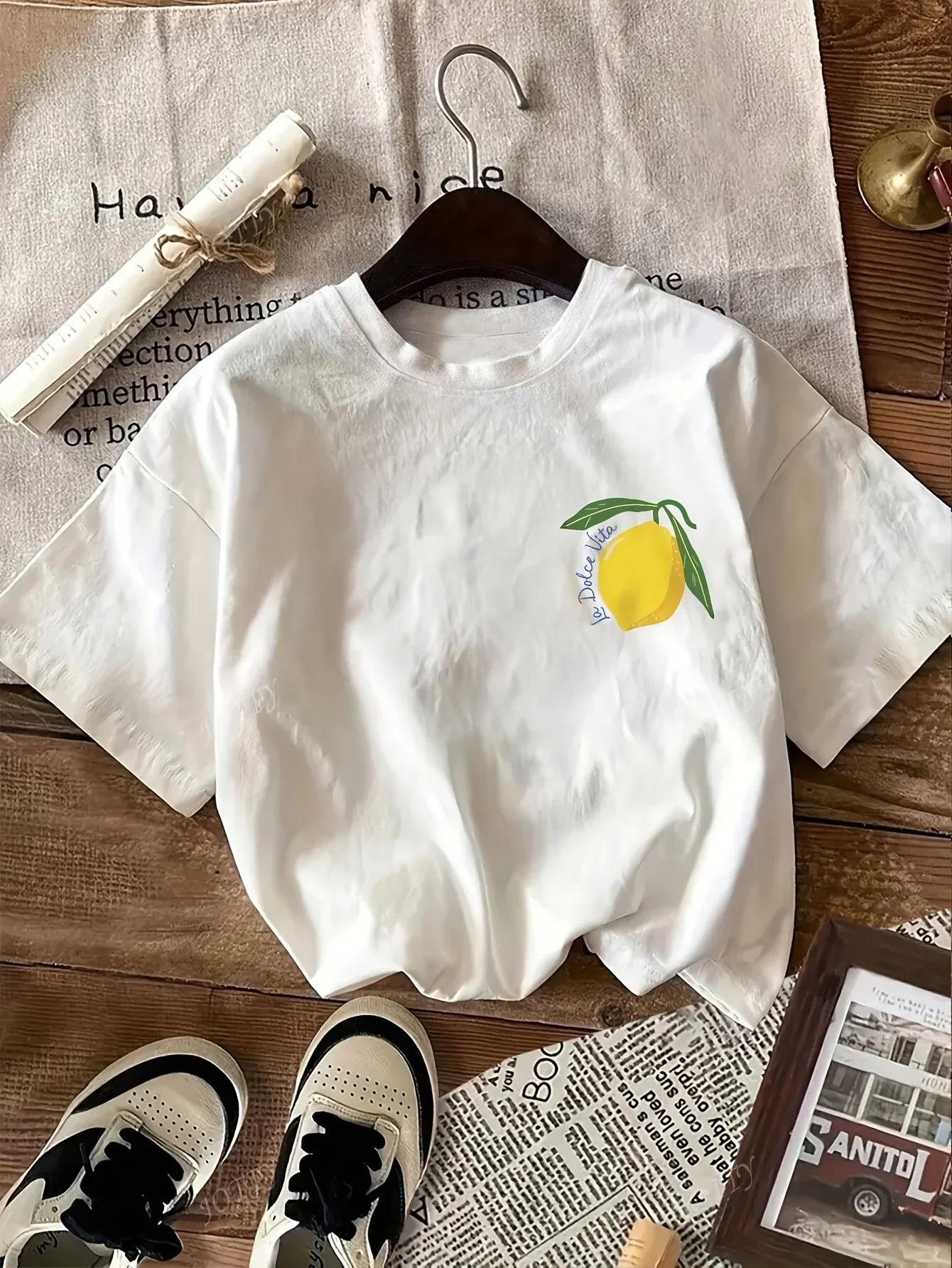 Haut d'été à manches courtes pour enfants, en coton respirant et confortable, avec motif de dessin a