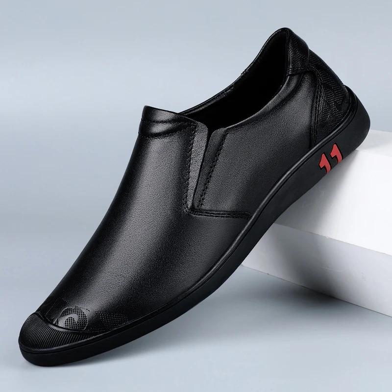 Nouvelles Chaussures Habillées Décontractées en Cuir de Vachette pour Hommes 2026 – Mocassins Unicol