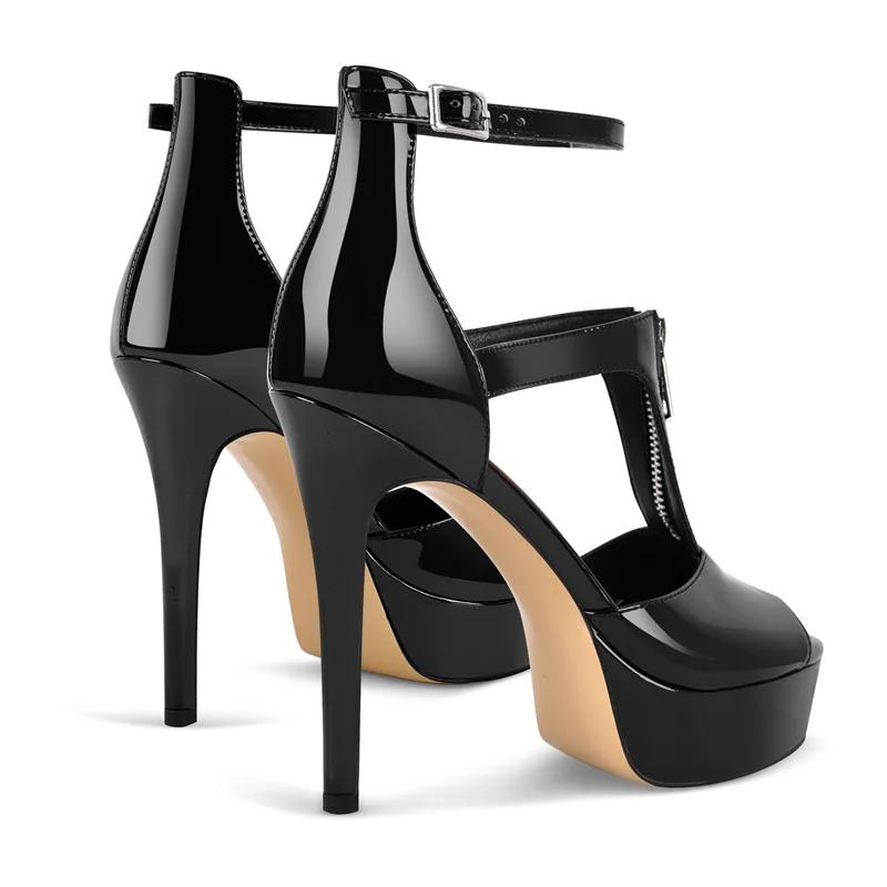 Onlymaker femmes Peep Toe plate-forme sandales mince talon haut robe de soirée Stiletto avec fermetu