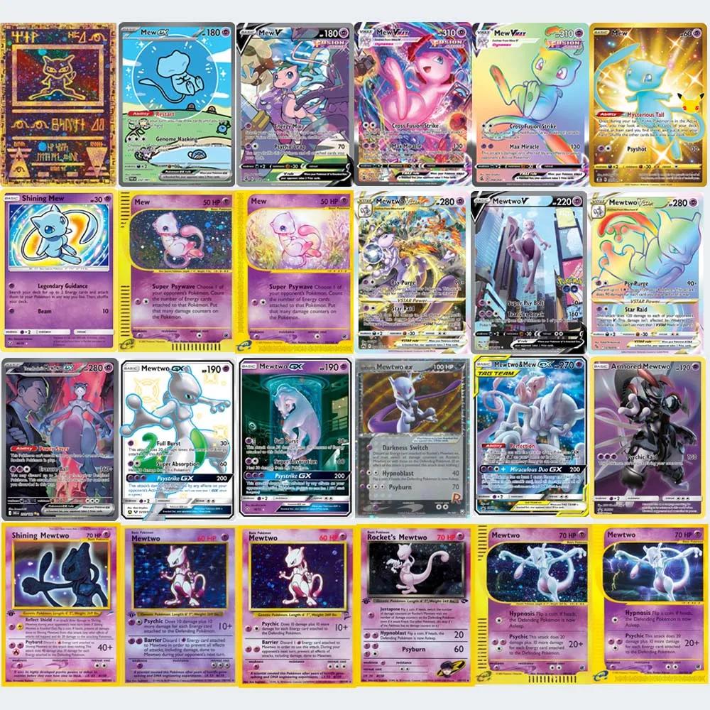 Mew Mewtwo cartes Pokemon brillant Mewtwo holographique Mew Ex GX VMX loisirs Collection Rare cartes