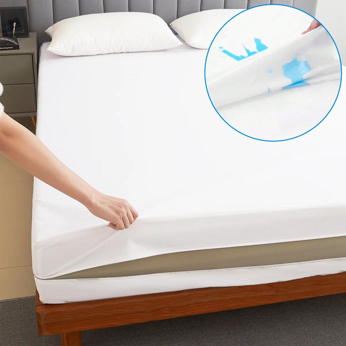 Protecteur de matelas imperméable avec fermeture éclair, housse de matelas douce, respirante et sile