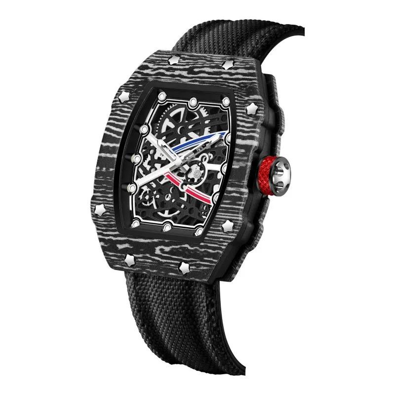 Nouvelle montre à quartz tendance ultra-fine en forme de tonneau de vin avec bracelet en nylon, élég