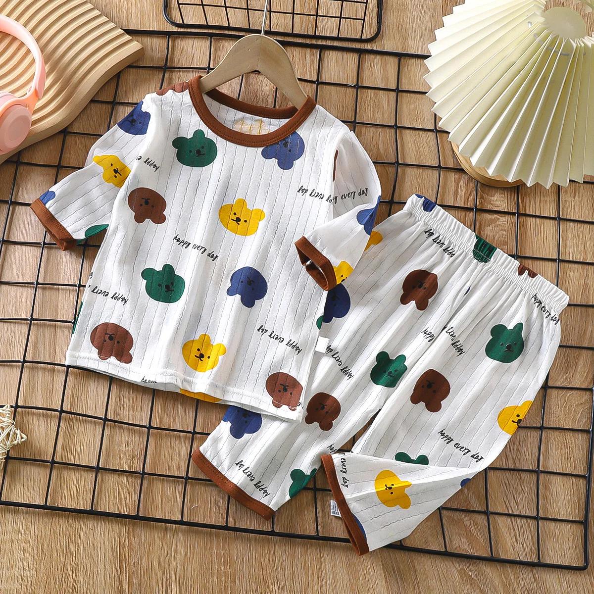 Ensemble pyjama en coton pour bébé, manches longues, vêtements de nuit pour bébé, dessin animé, vête