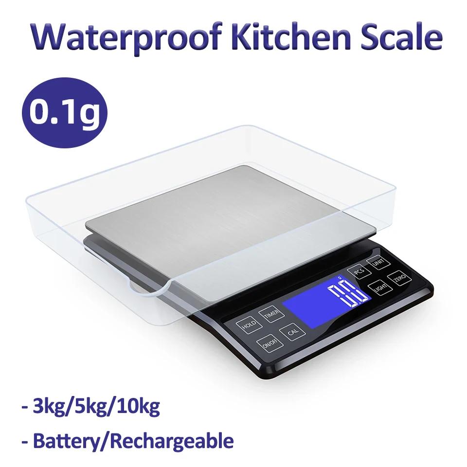 Balance de cuisine numérique étanche en acier inoxydable, haute précision, balance électronique pour