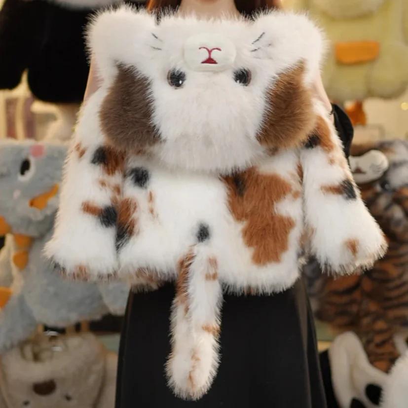 Veste d'hiver épaisse pour filles, manteau en fausse fourrure de chat mignon de dessin animé, vêteme
