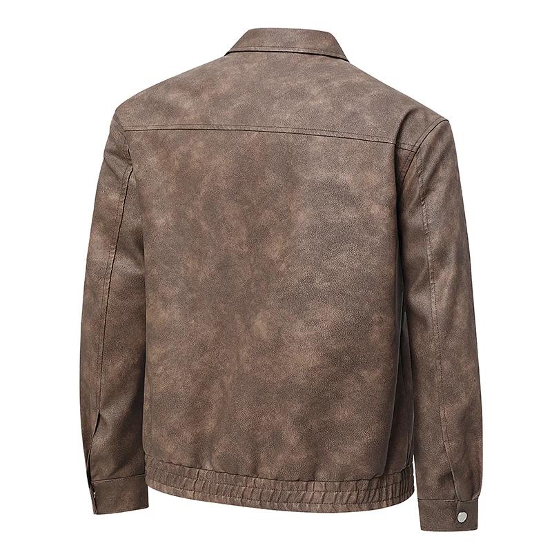 Veste en cuir pour hommes, grande taille, confortable, manteau de moto léger américain, revers class