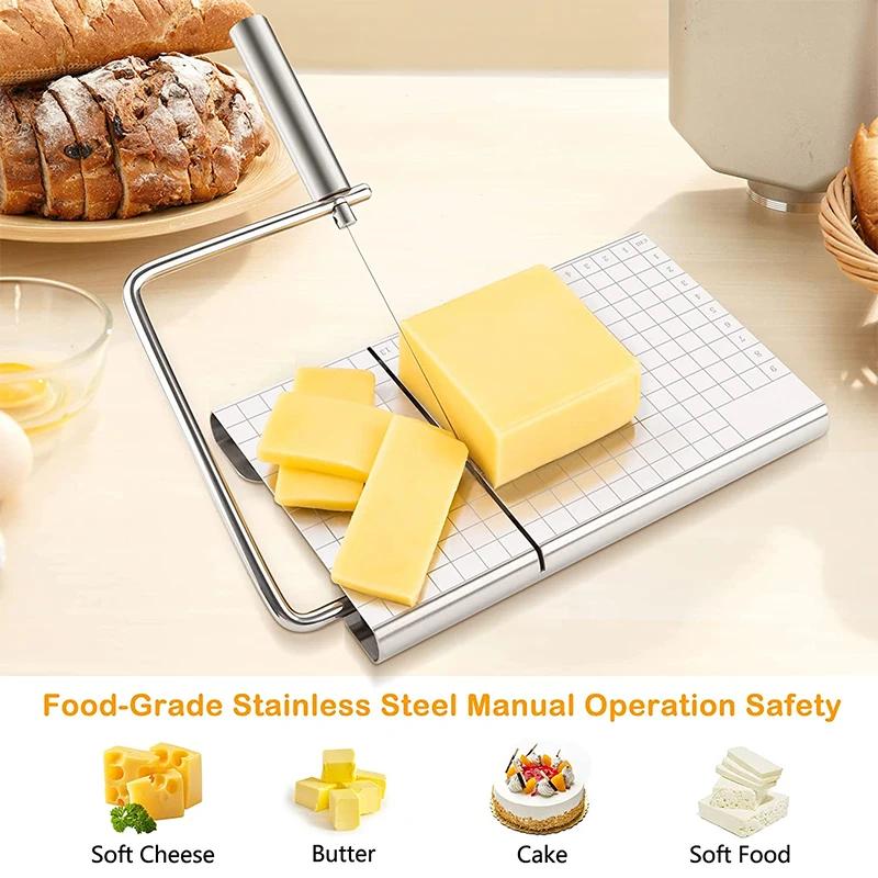 LMETJMA trancheuses à fromage avec fil pour bloc de fromage planche à fromage réglable avec 5 fils d