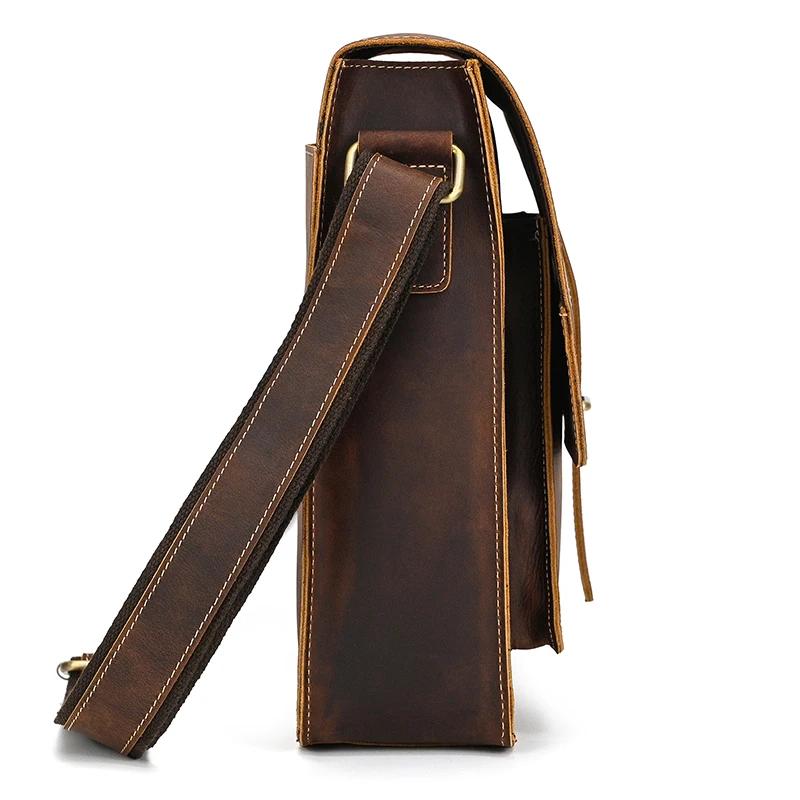 Sac à bandoulière Vintage en cuir véritable pour hommes, sacoche à bandoulière en peau de vache