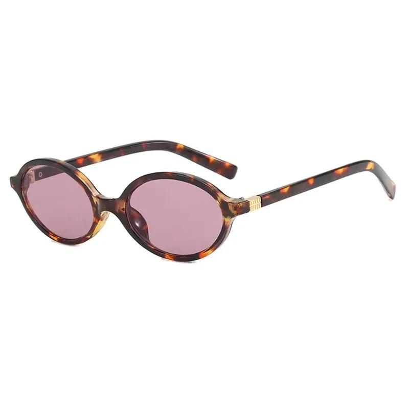 Lunettes de soleil léopard ovales pour femmes et hommes, petites lunettes Sexy, jolies Ins, sans maq