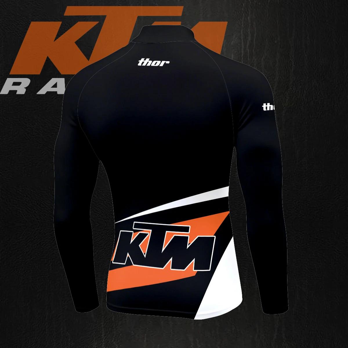 T-shirt à manches longues pour homme KTM, col mi-haut, noir, simple, décontracté, sportif, tendance,