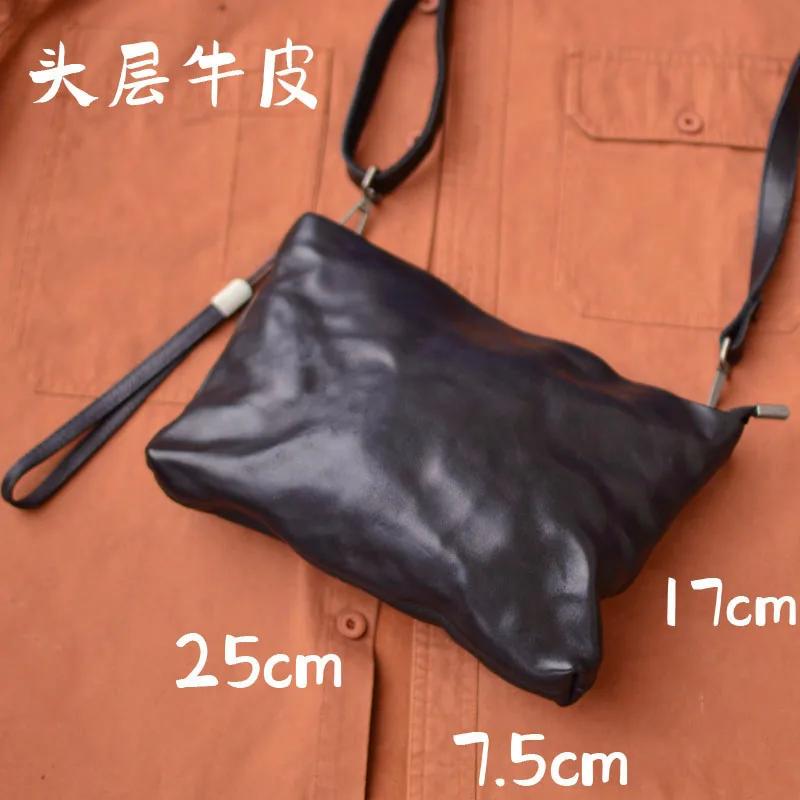 Gland TOO-Sac à main en cuir plissé artisanal, sac à bandoulière rétro décontracté multifonctionnel,