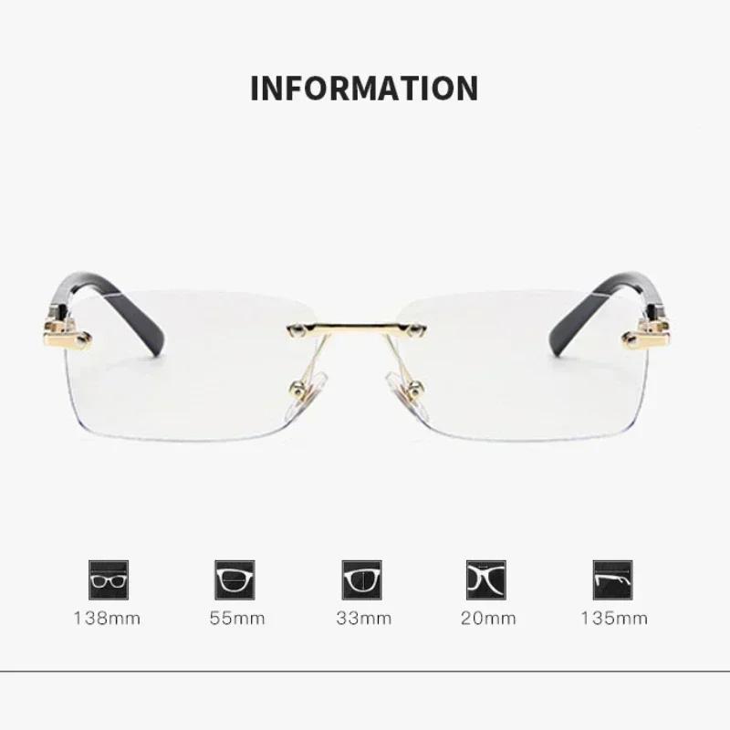Lunettes de myopie photochromiques carrées sans bords pour hommes et femmes, Anti-UV, pour myopie, r