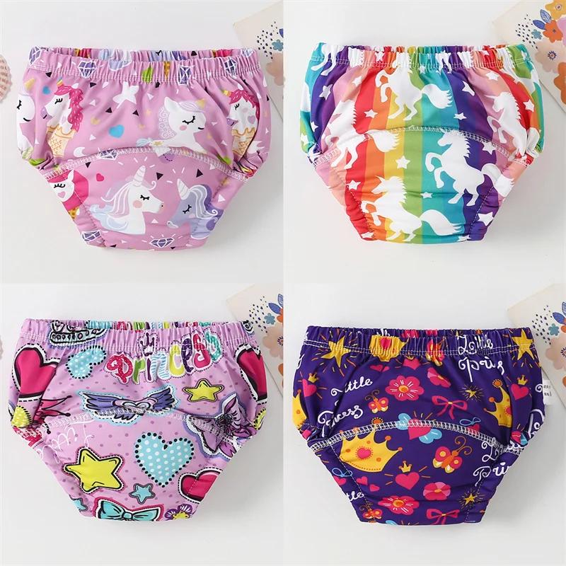 Pantalons d'entraînement pour bébés filles, 4 pièces, sous-vêtements en coton et Polyester, culottes