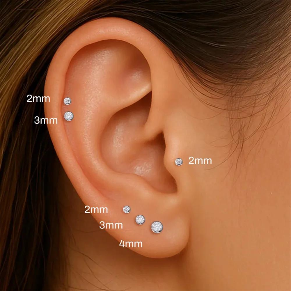 Aide Moissanite diamant boucles d'oreilles pour femmes original 925 en argent Sterling vis arrière f