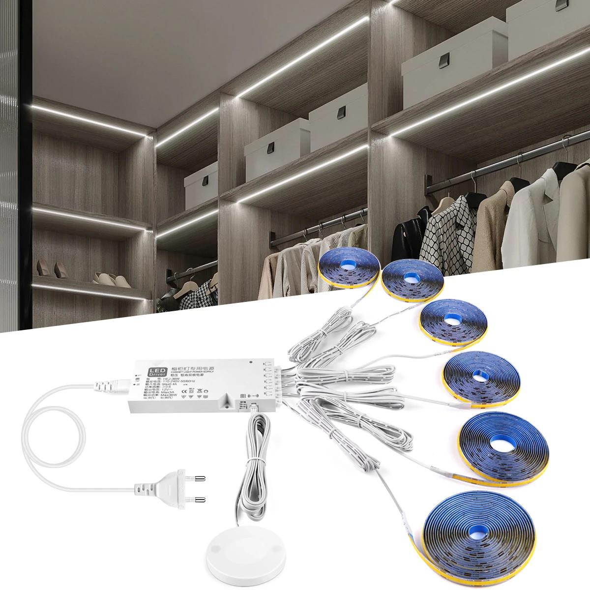 1-6 groupes parallèle COB LED sous armoire lumière capteur de mouvement interrupteur tactile lampe à