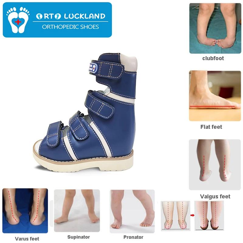 Ortoluckland enfants sandales hautes garçons chaussures orthopédiques en cuir pour enfants pied de c