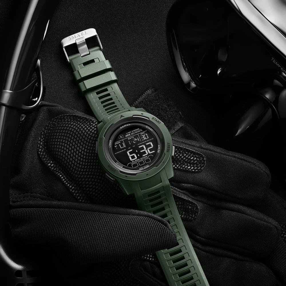 SMAEL-Montre-bracelet numérique étanche à LED pour homme, chronomètre lumineux, montres de sport, 50