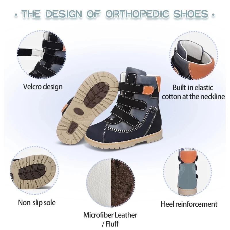 Chaussures orthopédiques 4 roues motrices en cuir de vache pour garçons, bottes décontractées pour e