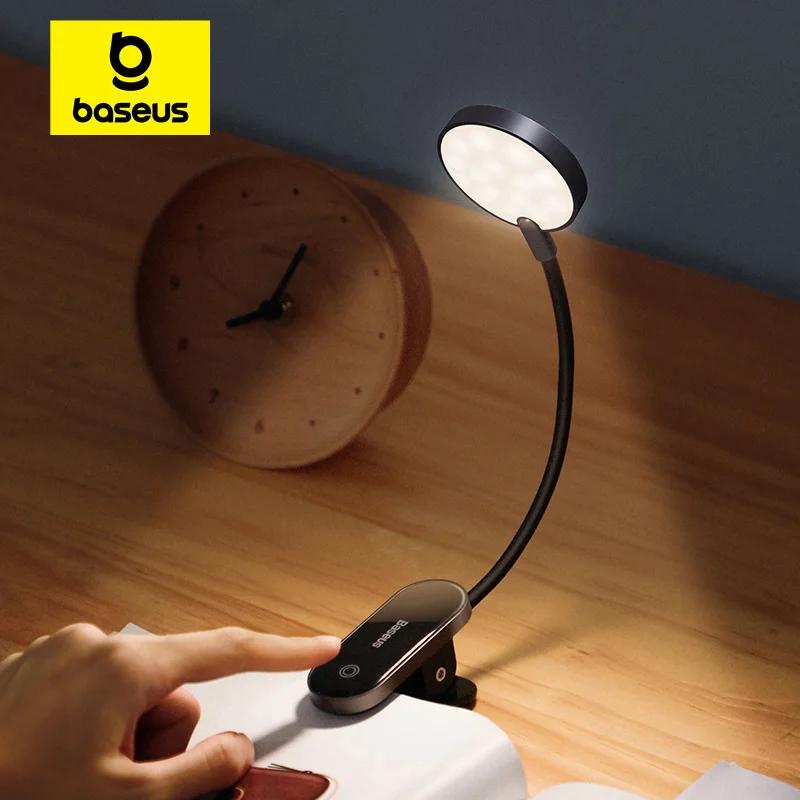 Baseus LED pince lampe de Table réglable en continu sans fil lampe de bureau tactile USB Rechargeabl
