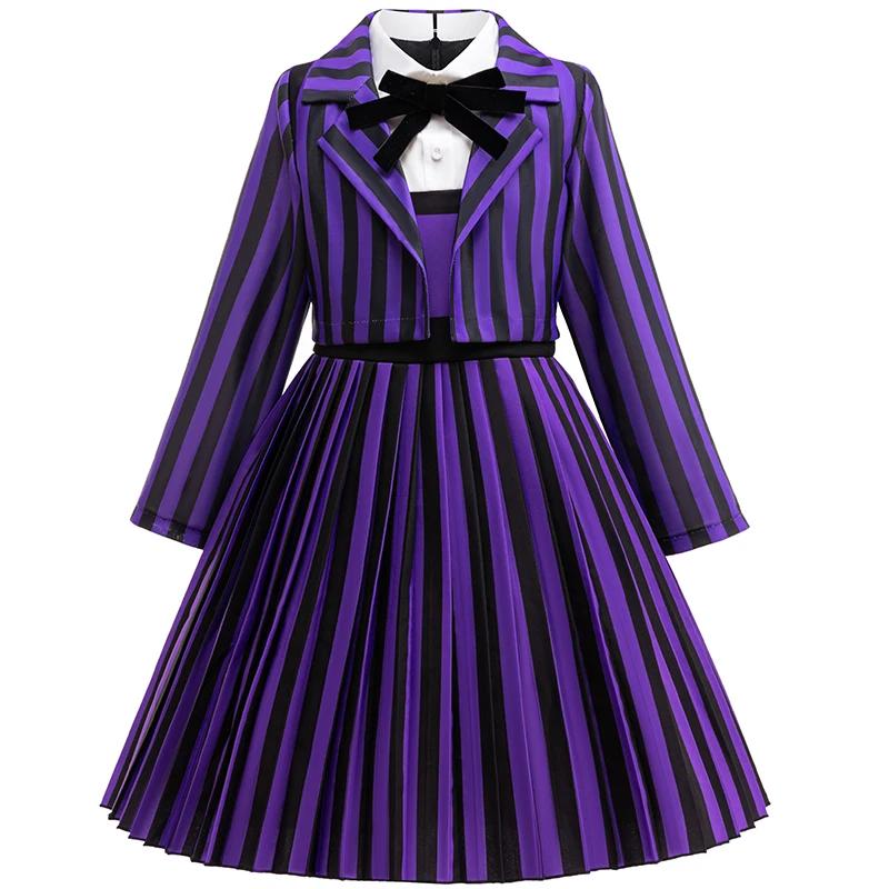 Costume Halloween filles Mercredi Enid cosplay 2 pièces robes fête anniversaire tenues carnaval enfants