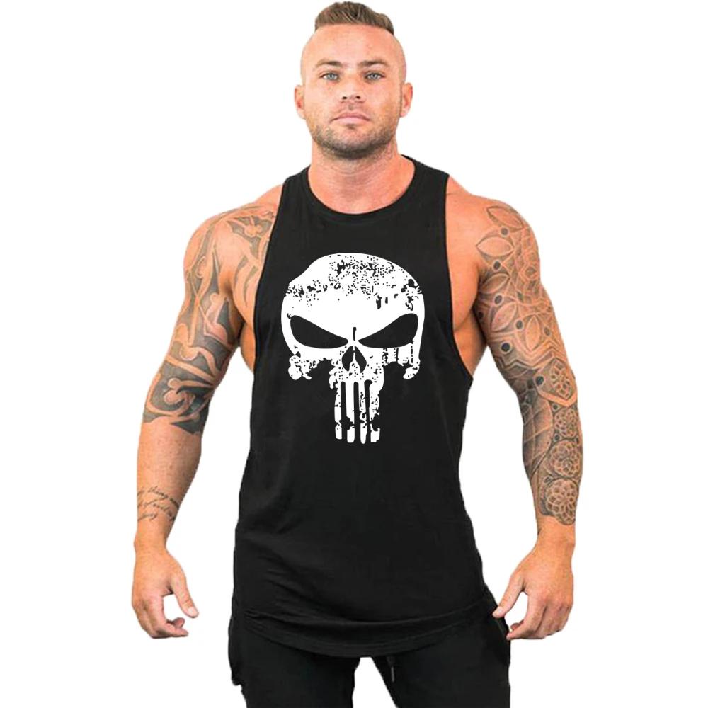 Nouvelle offre spéciale hommes crâne imprimé débardeur respirant Cool gilet chemise de course t-shir