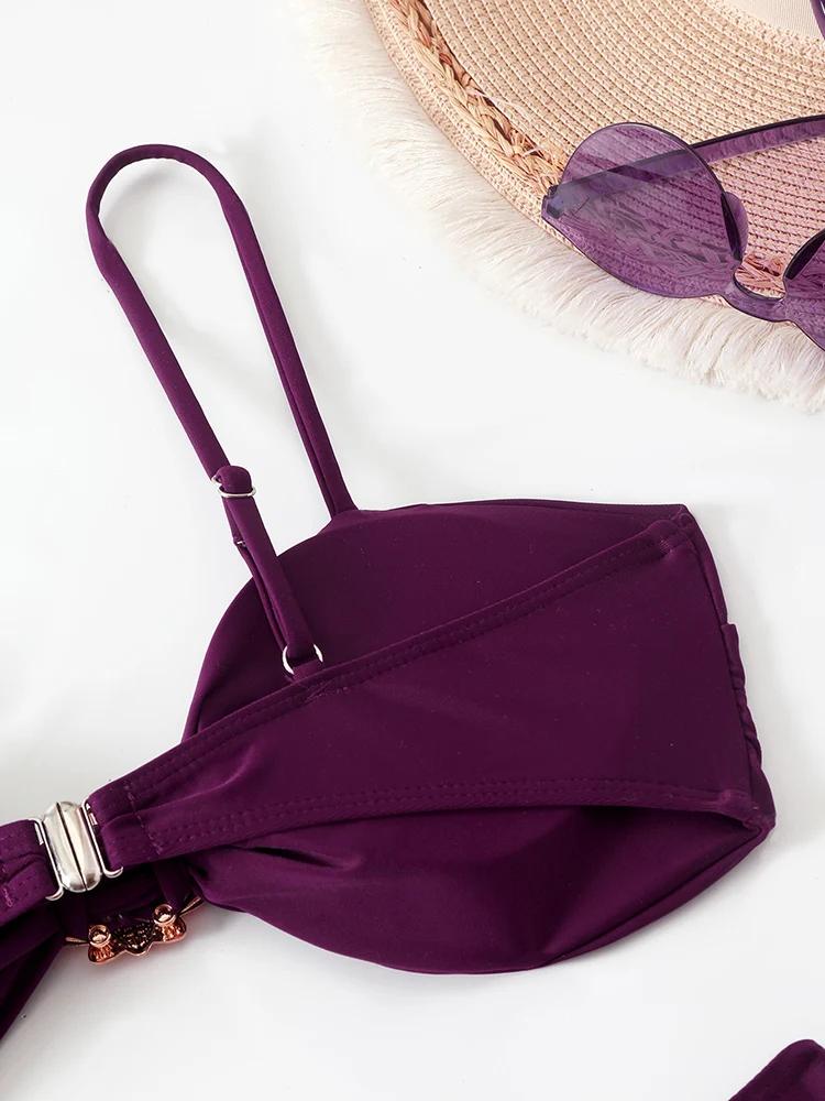 Bikini taille haute pour femmes, maillot de bain deux pièces, bandeau, vêtements de bain pour femmes