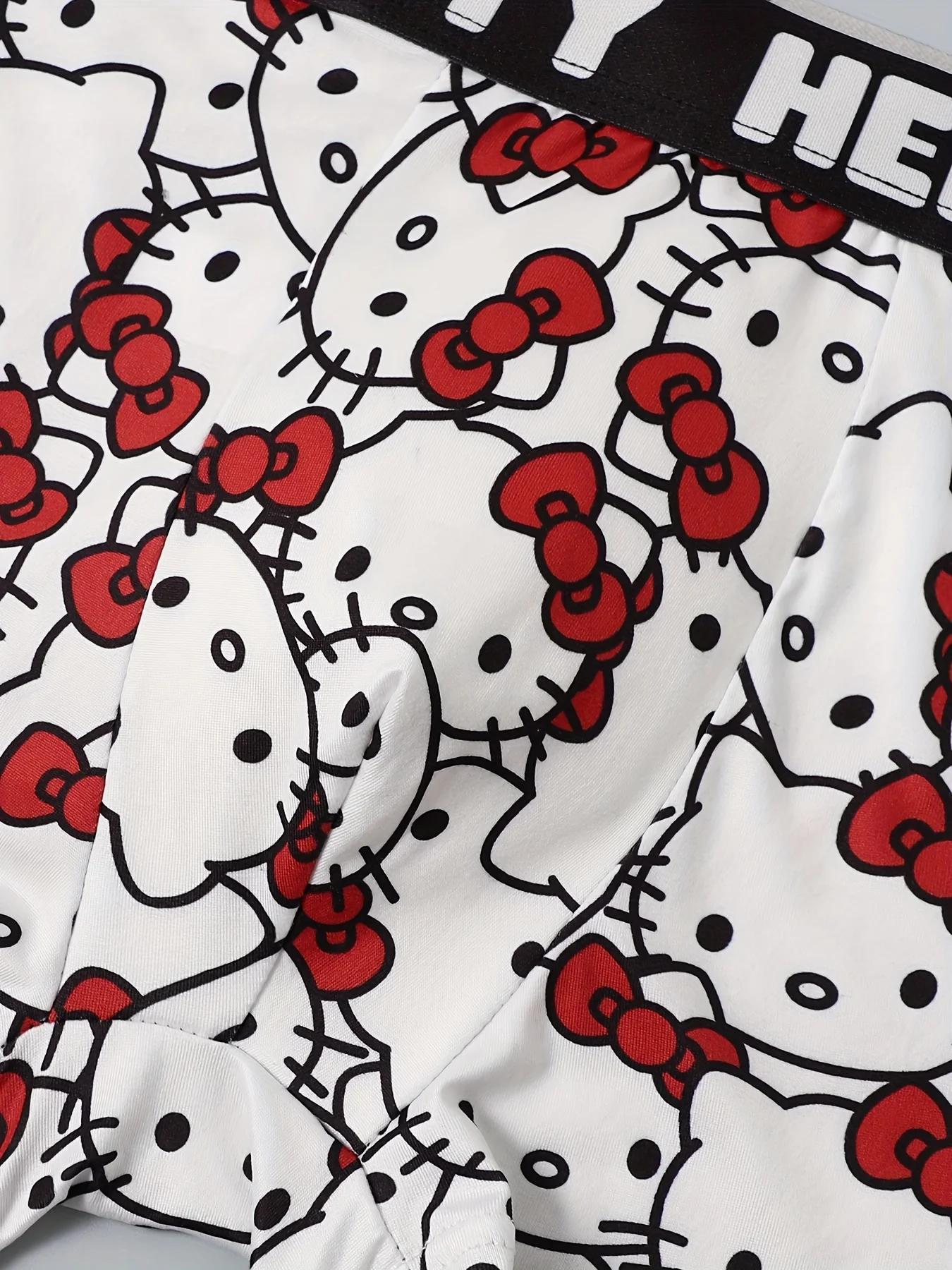 6 pièces de caleçons de sport pour hommes avec imprimé Hello Kitty, sous-vêtements respirants à séch