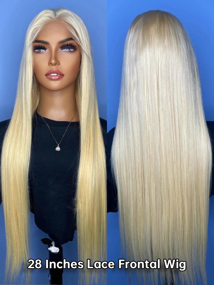 Perruque Lace Front Wig naturelle brésilienne, cheveux lisses, blond miel 613, 13x4, 13x6, 38 40 ama