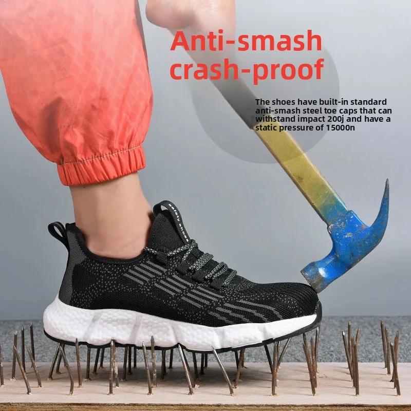 Chaussures de sécurité de travail pour hommes, baskets de travail Anti-écrasement et Anti-perforatio