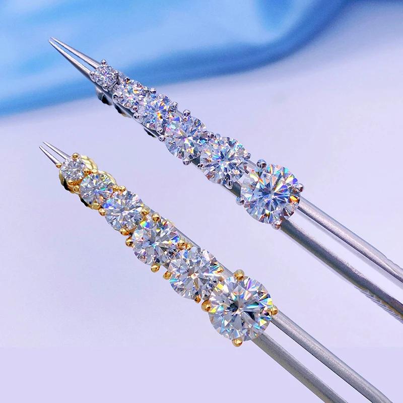 Boucles d'oreilles en diamant Moissanite pour femmes, Test réel 0.1-3CT, plaqué argent platine S925,