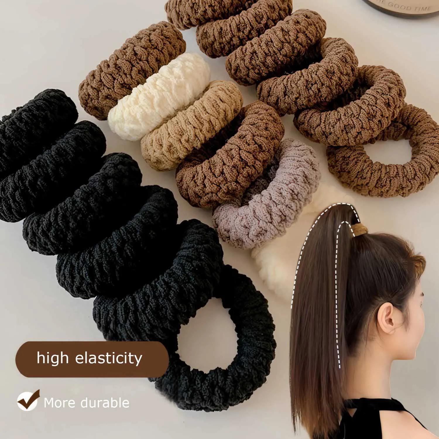 6 pièces d'attaches de cheveux larges et épaisses améliorées, à la mode pour queues de cheval et chi