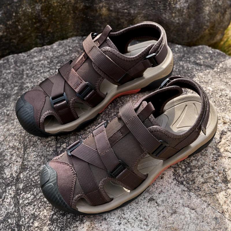 Sandales en maille respirante pour hommes, chaussures de plage et de marche en plein air, légères, c