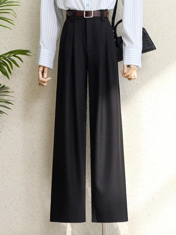 Costume bordeaux pour femmes, pantalon de bureau élégant, taille haute, jambes larges, à la mode, av