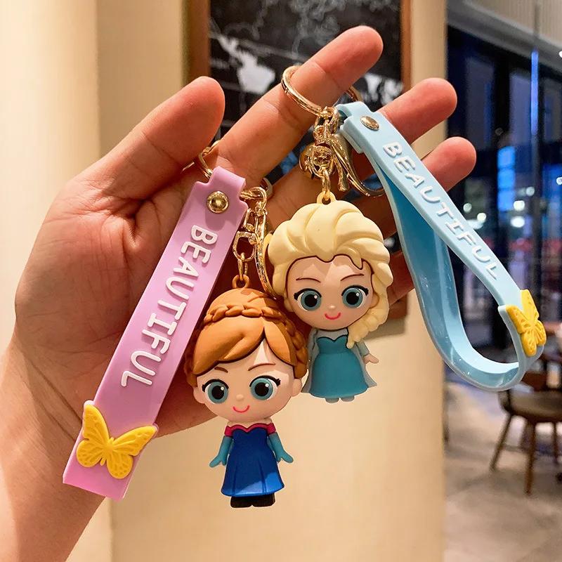 Porte-clés de dessin animé Disney pour enfants, figurine d'anime, Elsa congelée, Anna, OlPG, porte-c