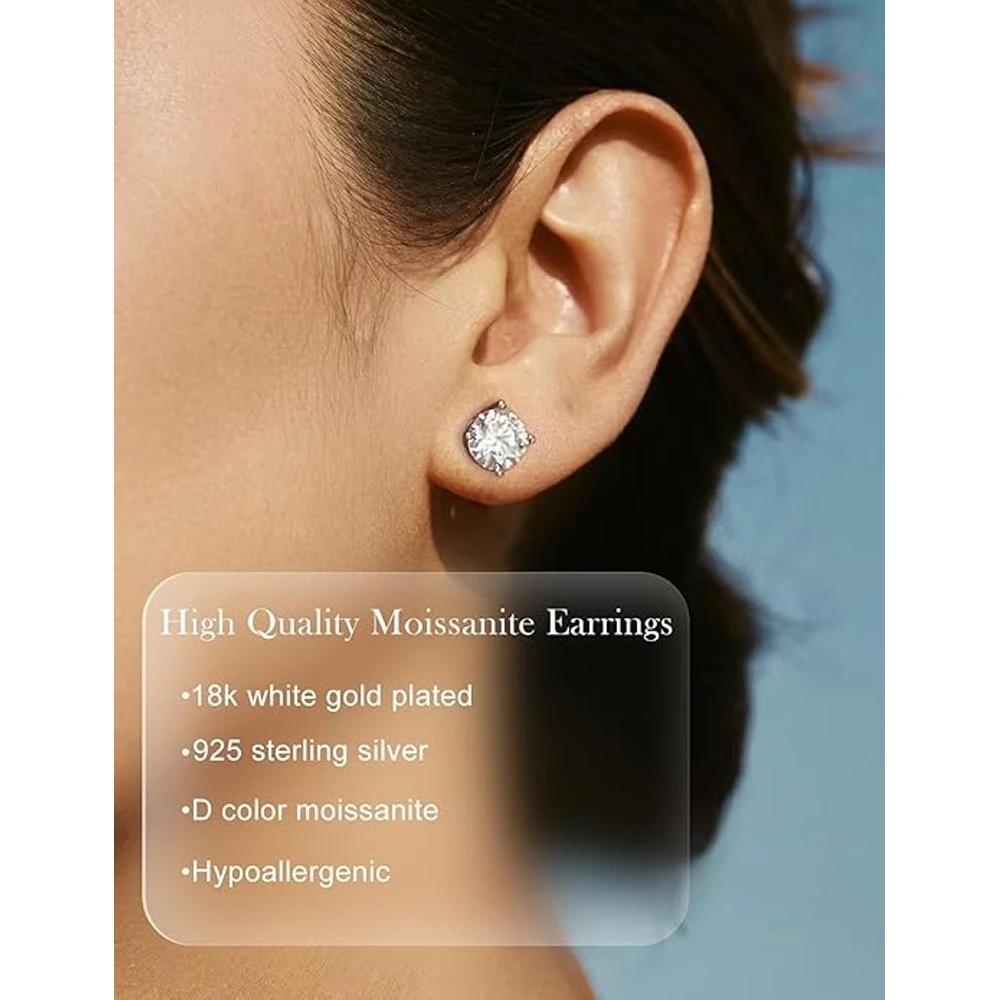 KNOBSPIN-Boucles d'oreilles en moissanite pour femme, clous d'oreilles en diamant cultivé en laborat