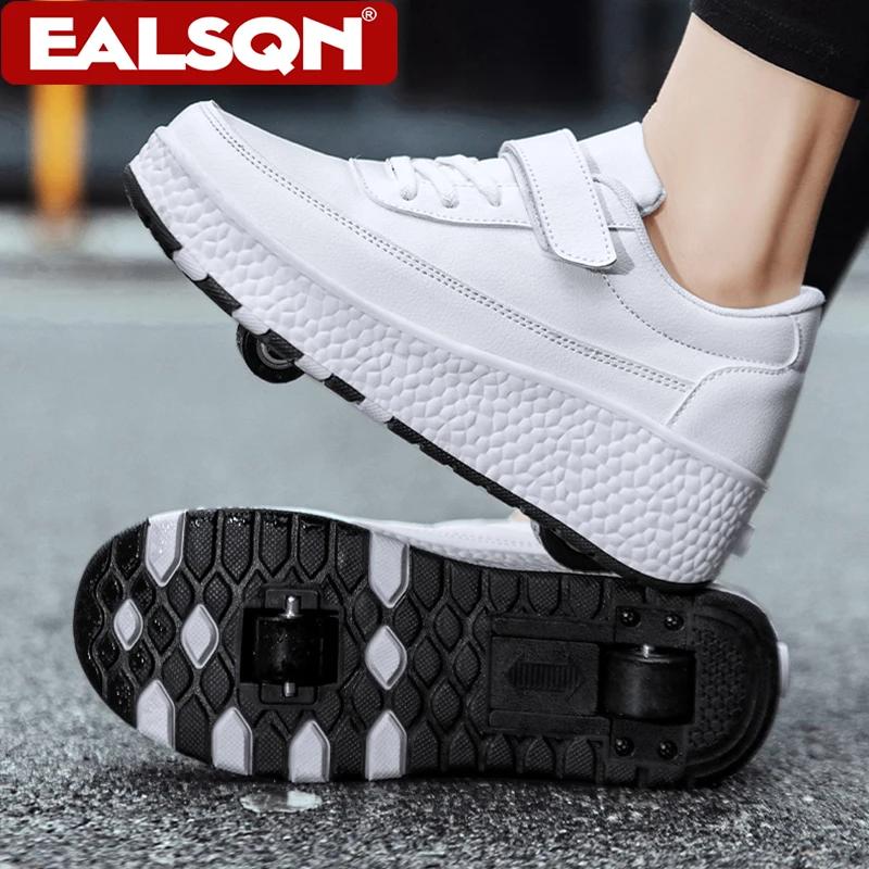 Chaussures de roller pour enfants, baskets à deux roues, chaussures de sport déformables à la mode p