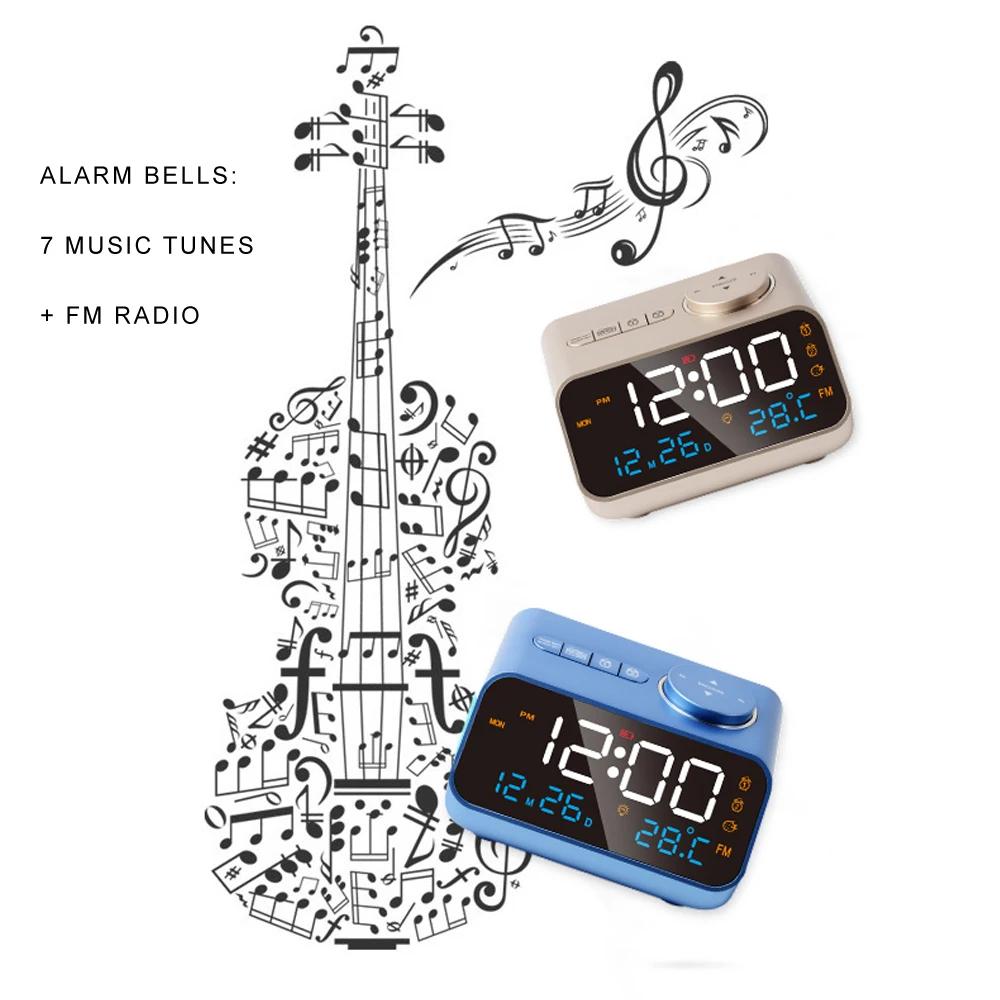 Alarme LED rechargeable avec fonction radio.Deux horloges d'alarme peuvent être réglées.Il affiche l