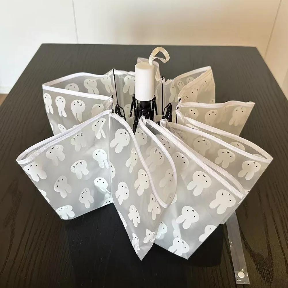 Parapluie Transparent givré Miffy Kawaii, joli parapluie pliable pour étudiants, entièrement automat