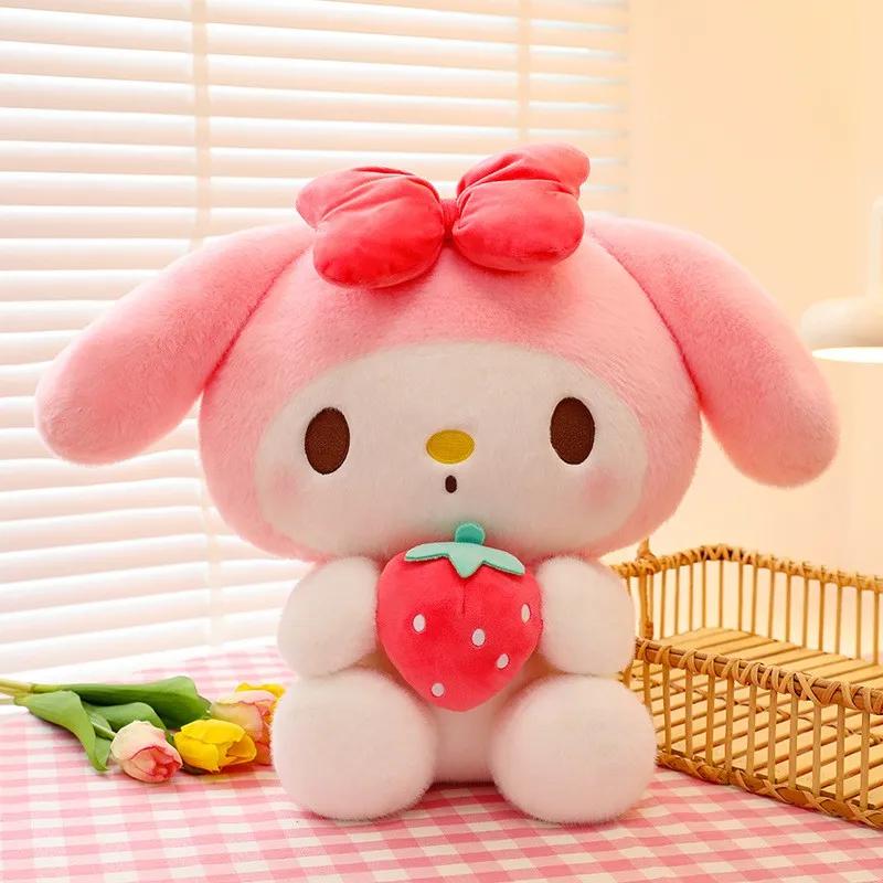 25 cm Sanrio fraise Kuromi oreiller en peluche jouet doux en peluche fraise mélodie Figure poupée ca