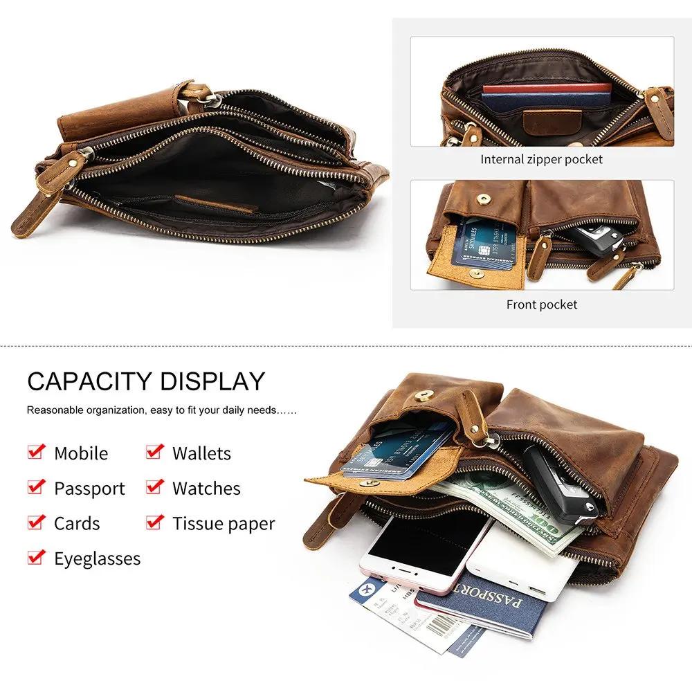 Nouveau sac de taille rétro pour hommes, sac à bandoulière à une épaule en peau de vache pour l'exté