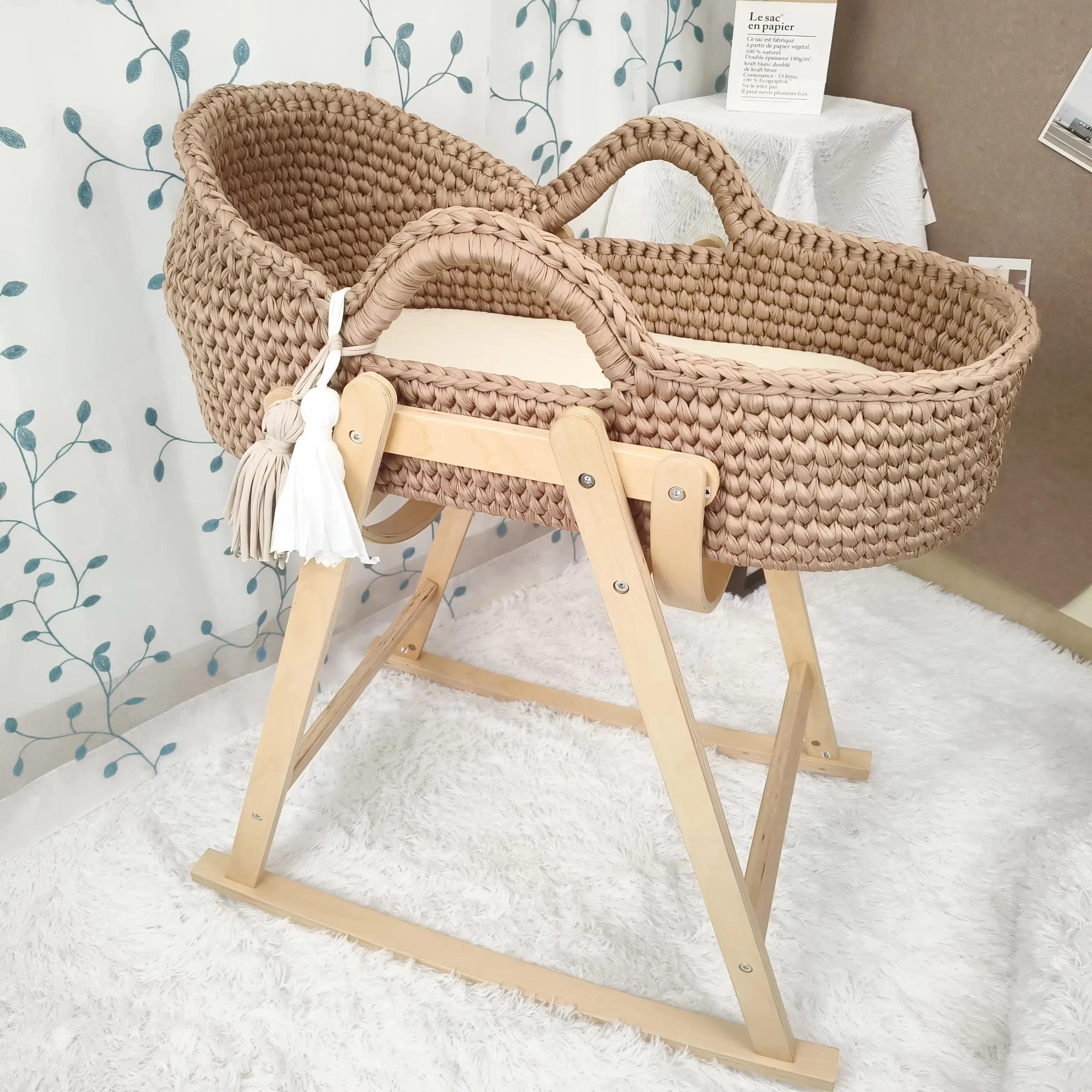 Berceau pour nouveau-né, nid de bébé, chaise longue pour nouveau-né avec cadre en bois et matelas do